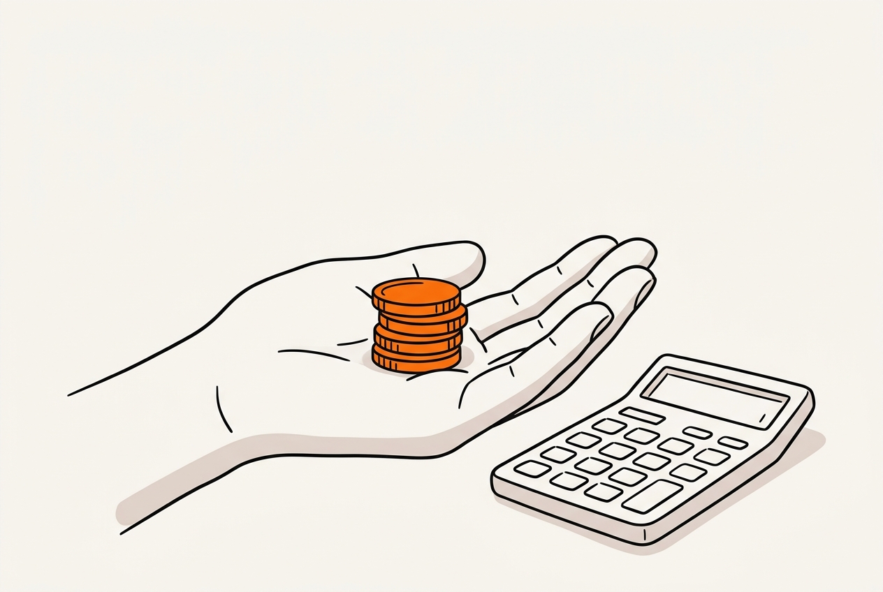 A magnifying glass and calculator over a settlement statement