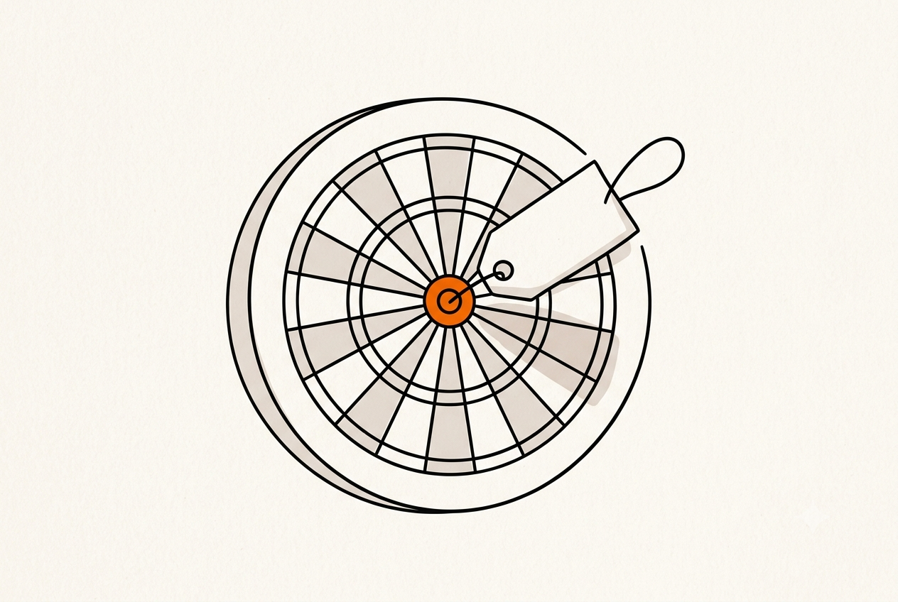 A price tag hitting a target bullseye